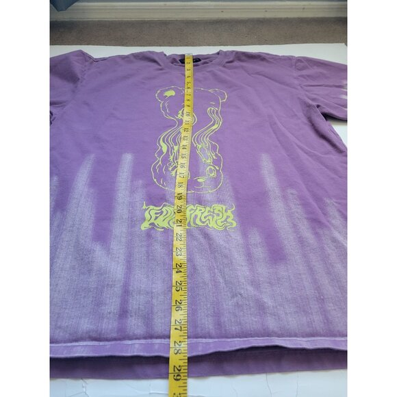 Teddy Fresh Acid Trip brushed bleach dye T-shirt in purple with a trippy bear - Picture 5 of 7